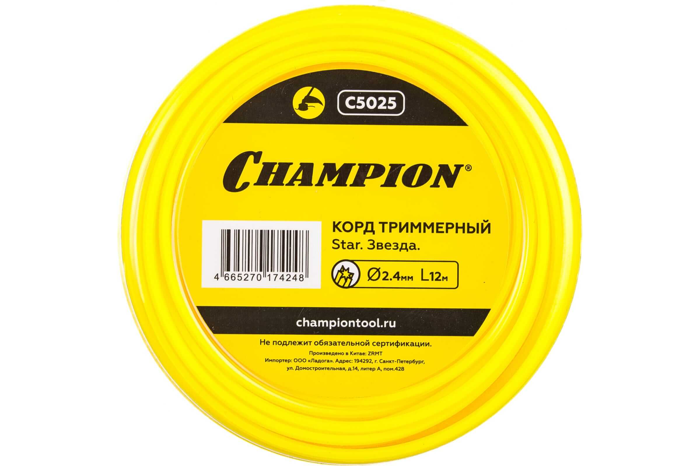 Леска триммерная CHAMPION Star 2.4х12м (C5025)