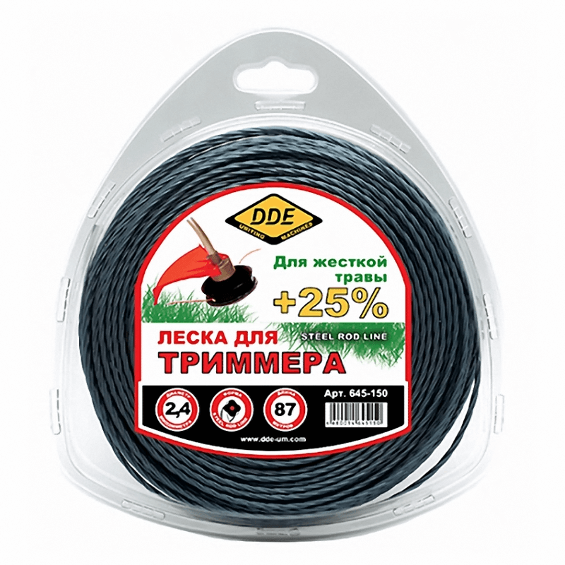 Леска триммерная DDE Steel rod line 2.4x87м (645-150)