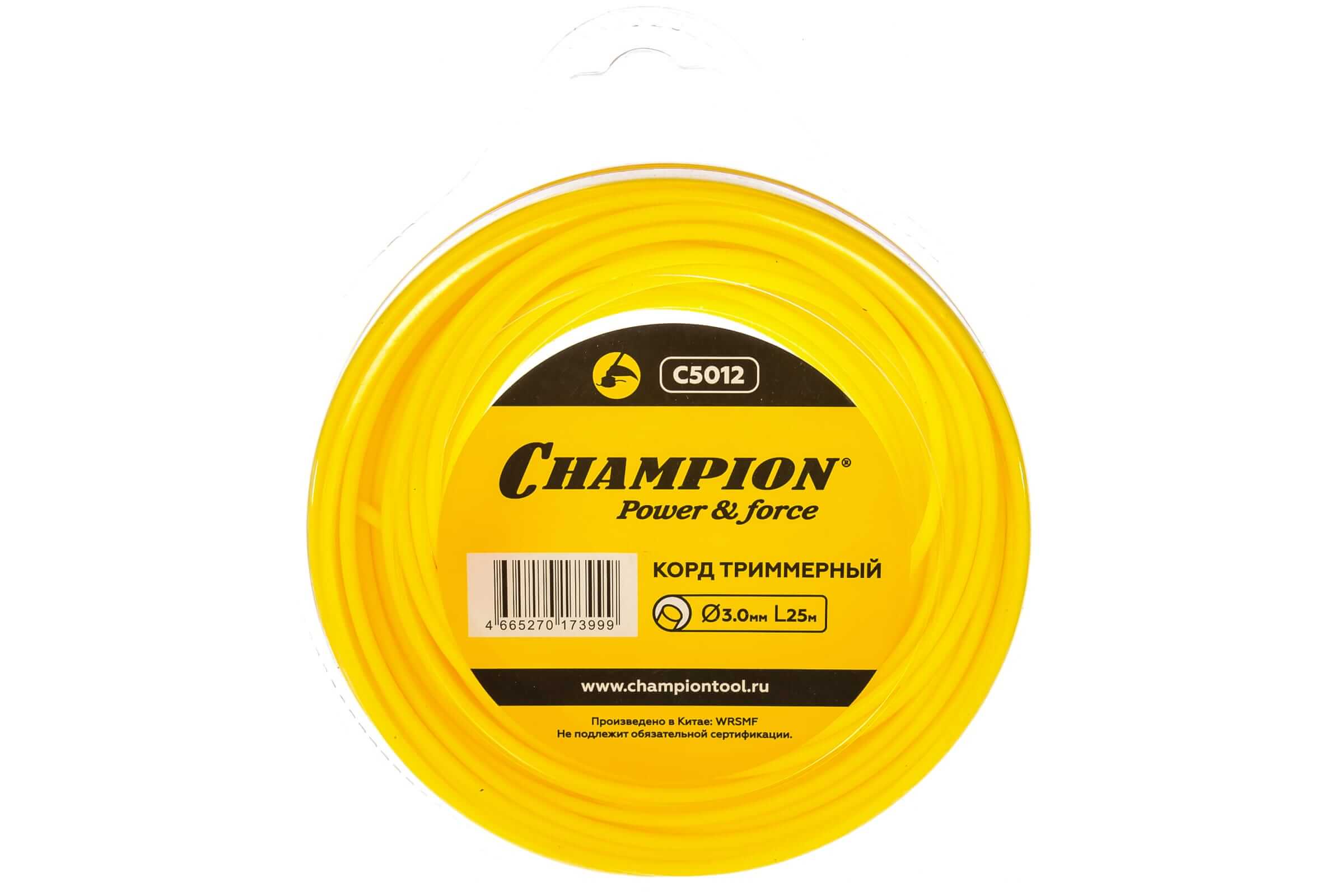 Леска триммерная CHAMPION Round 3.0х25м (C5012)