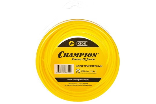 Леска триммерная CHAMPION Round 3.0х25м (C5012)