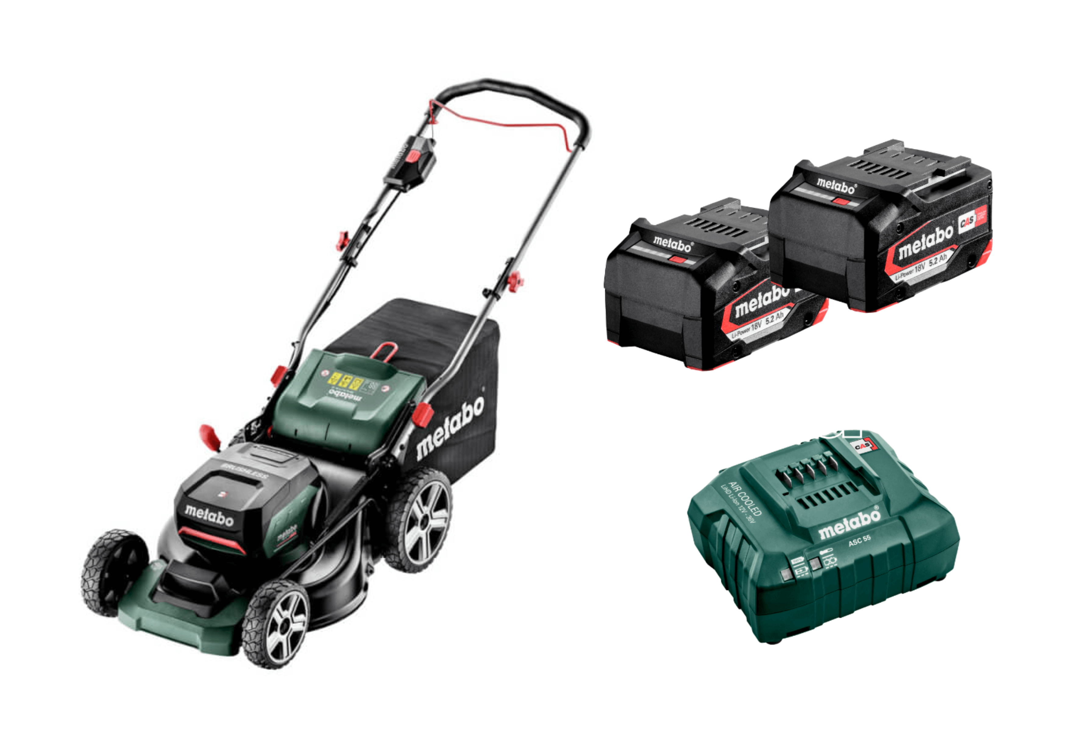 Газонокосилка аккумуляторная METABO RM 36-18 LTX BL 46 (T0524) [18В, 2х5.2 Ач, з/у]