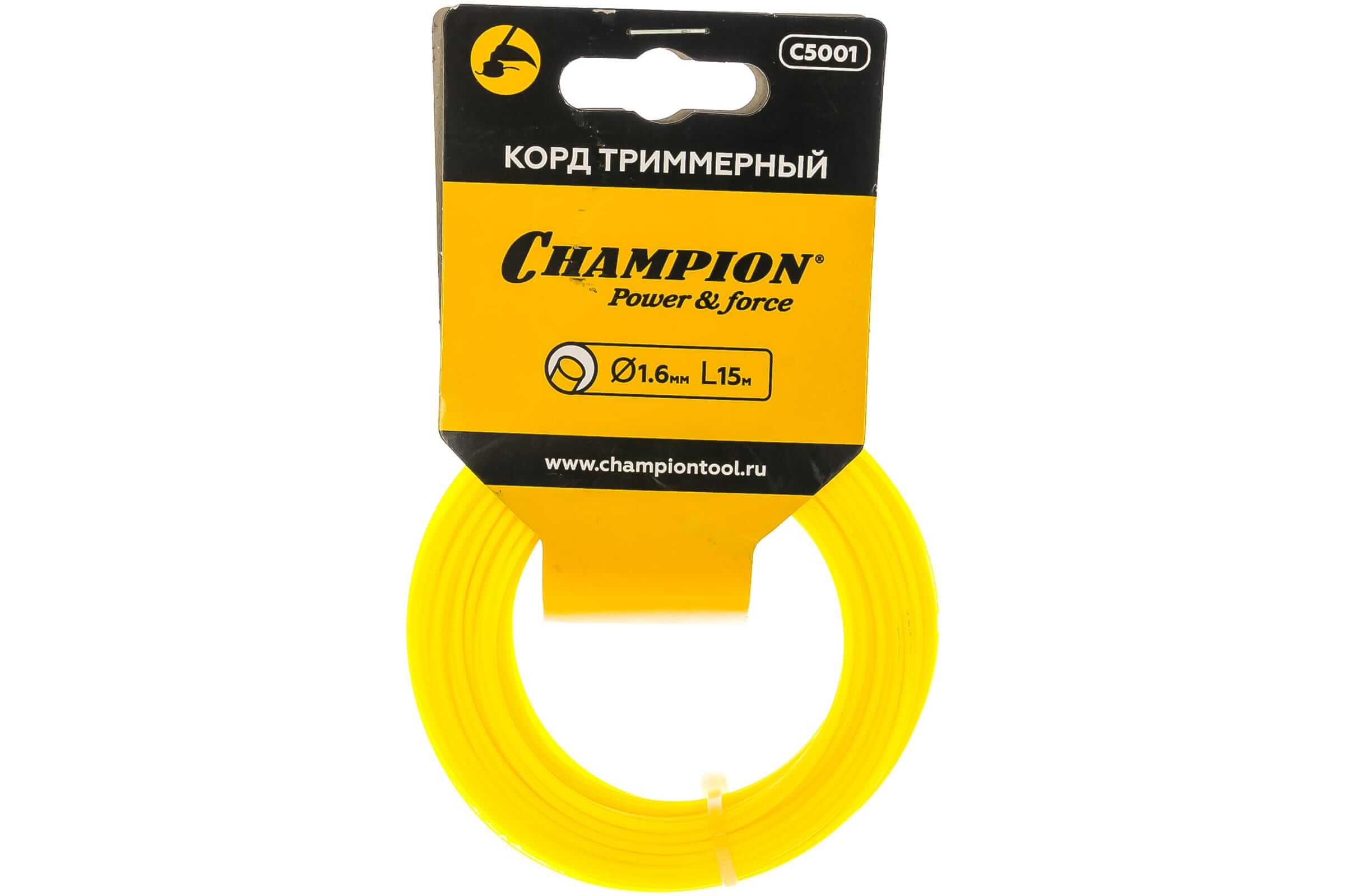 Леска триммерная CHAMPION Round 1.6х15м (C5001)
