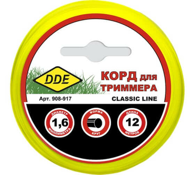 Леска триммерная DDE Classic line 1.6x12м (908-917)